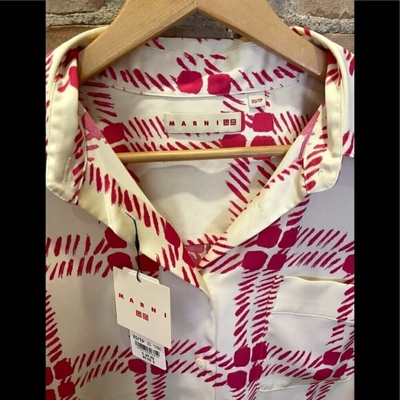 Marni x Uniqlo NWT Oversized Punk & White Shirt Sz XS - Picture 4 of 5